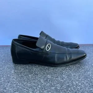 VINTAGE GUCCI BLACK LEATHER  G LOGO DETAIL LOAFERS Size 8-9 MADE IN ITALY Gucci loafers — main image 4